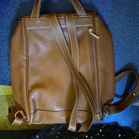 LONGCHAMP VINTAGE CAMEL TAN GENUINE LEATHER Backpack GORG RARE LUX $ FIRM - Picture 15 of 16